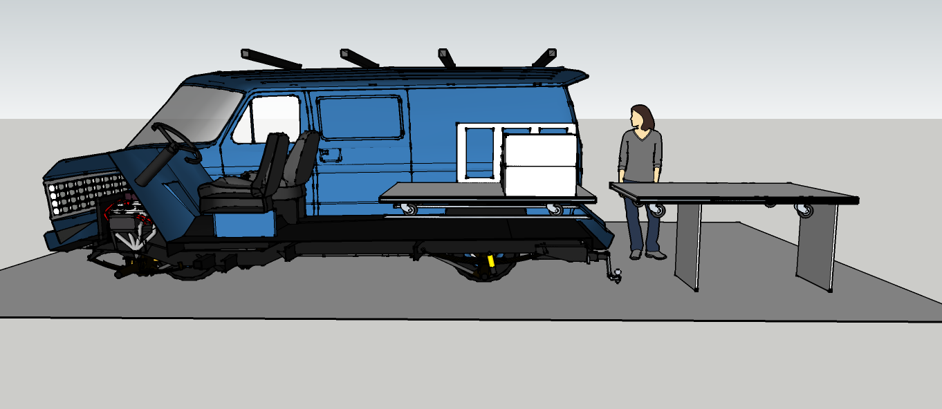 Brennan managed a team of students through mOb studio to design a system that converts a 16 passenger van into a farm stand.