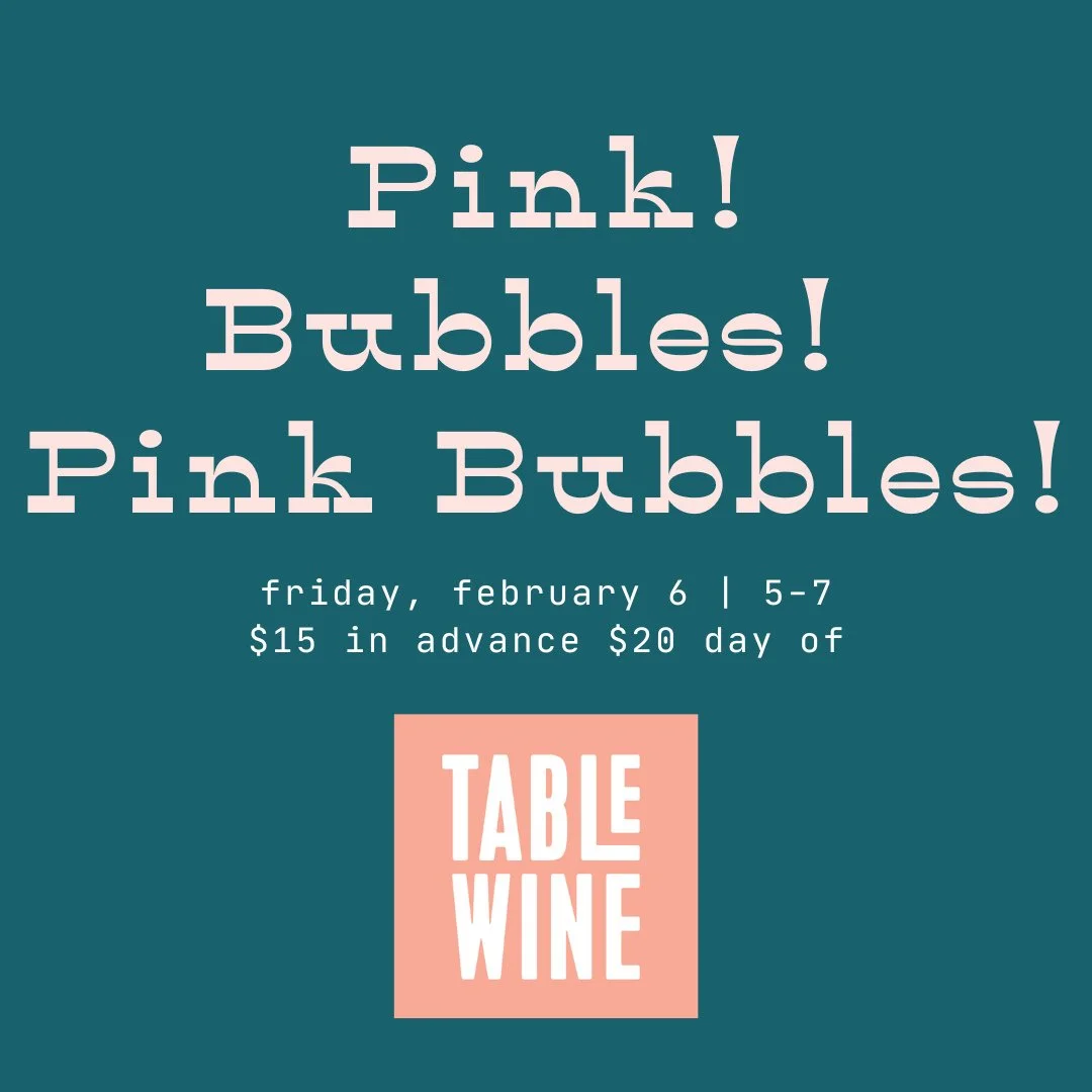Pink! Bubbles! Pink Bubbles! 🍾💗⁠
We&rsquo;re celebrating all things sparkling and ros&eacute; with a joyful tasting from around the globe at Table Wine on Friday, February 6 from 5&ndash;7 PM. Come sip pink wine and bubbly have some fun, learn some