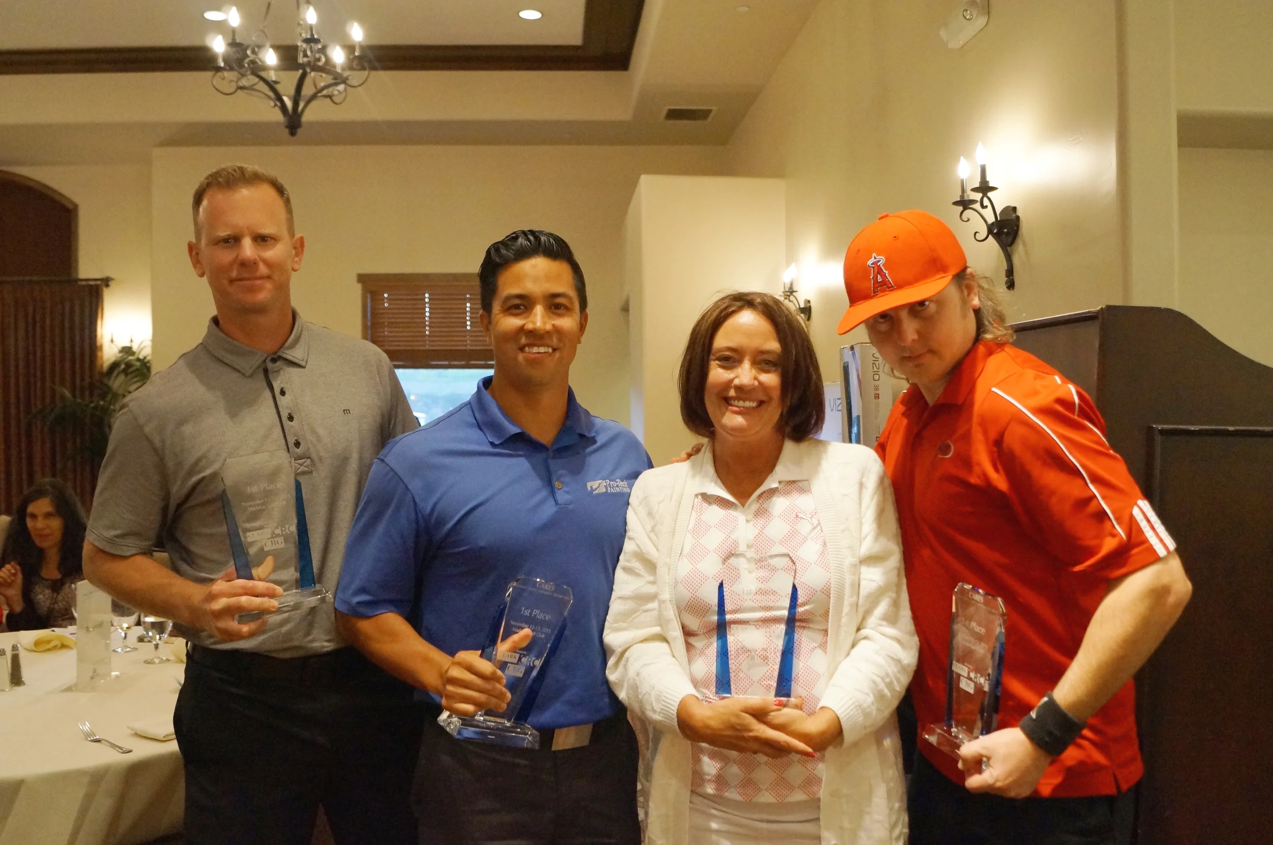 The winning team was presented with trophies.