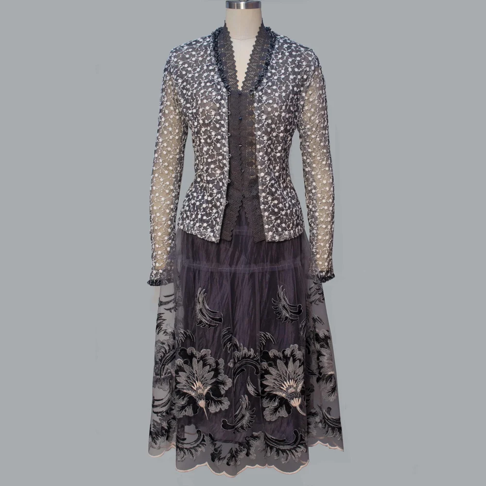 french grey floral dress Augusta Dress | French Blue Floral main image 1
