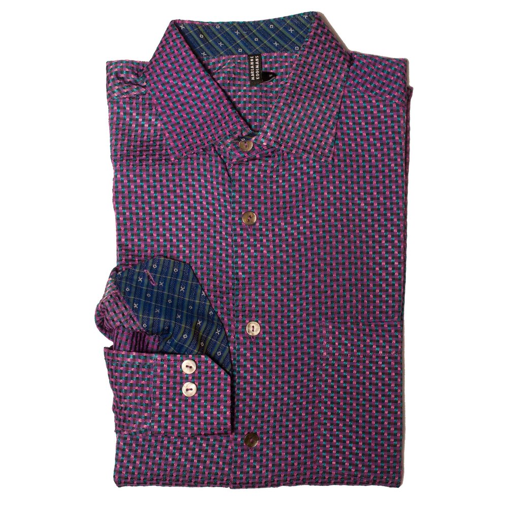 Long sleeve men's dress shirt (M) in handwoven silk kokovenice.com Long sleeve men's dress shirt (M) in handwoven silk kokovenice.com