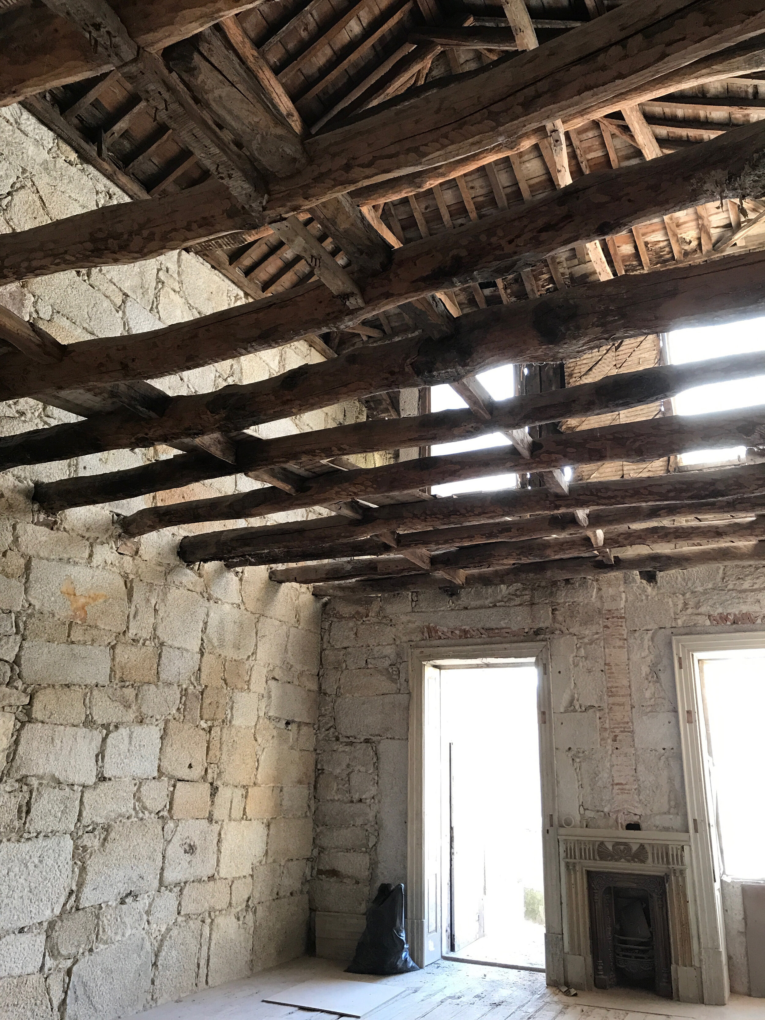 Looking up into Apartment E space from apartment C 