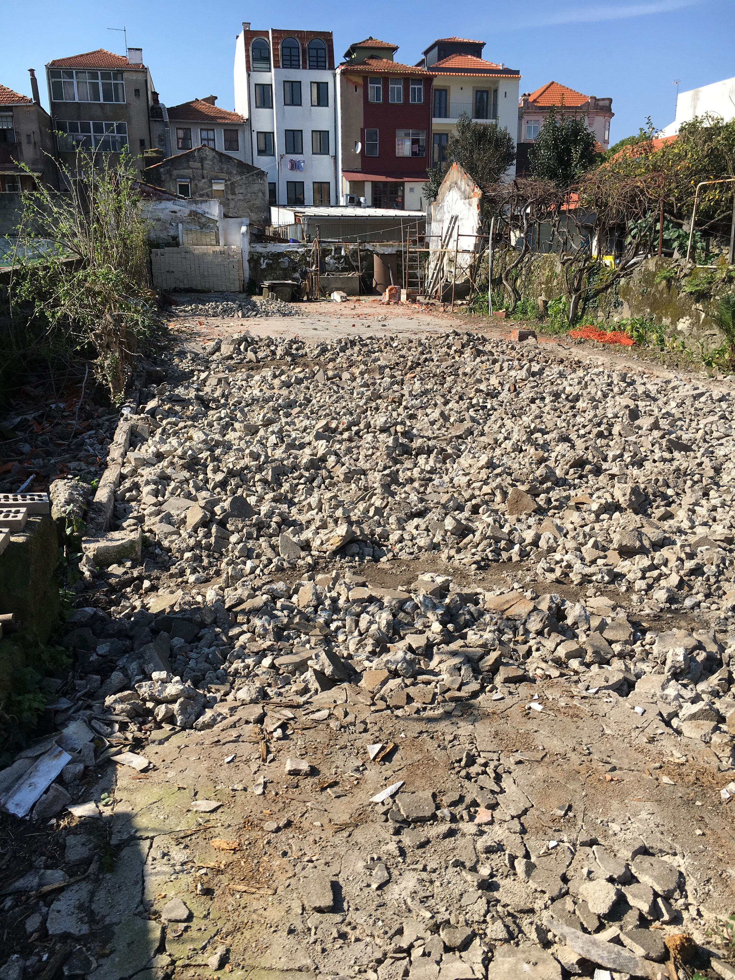 Removal of the concrete slab in the rear building