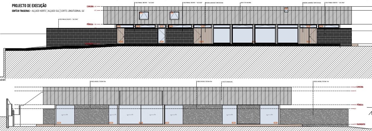 Architectural drawing of south and north facade