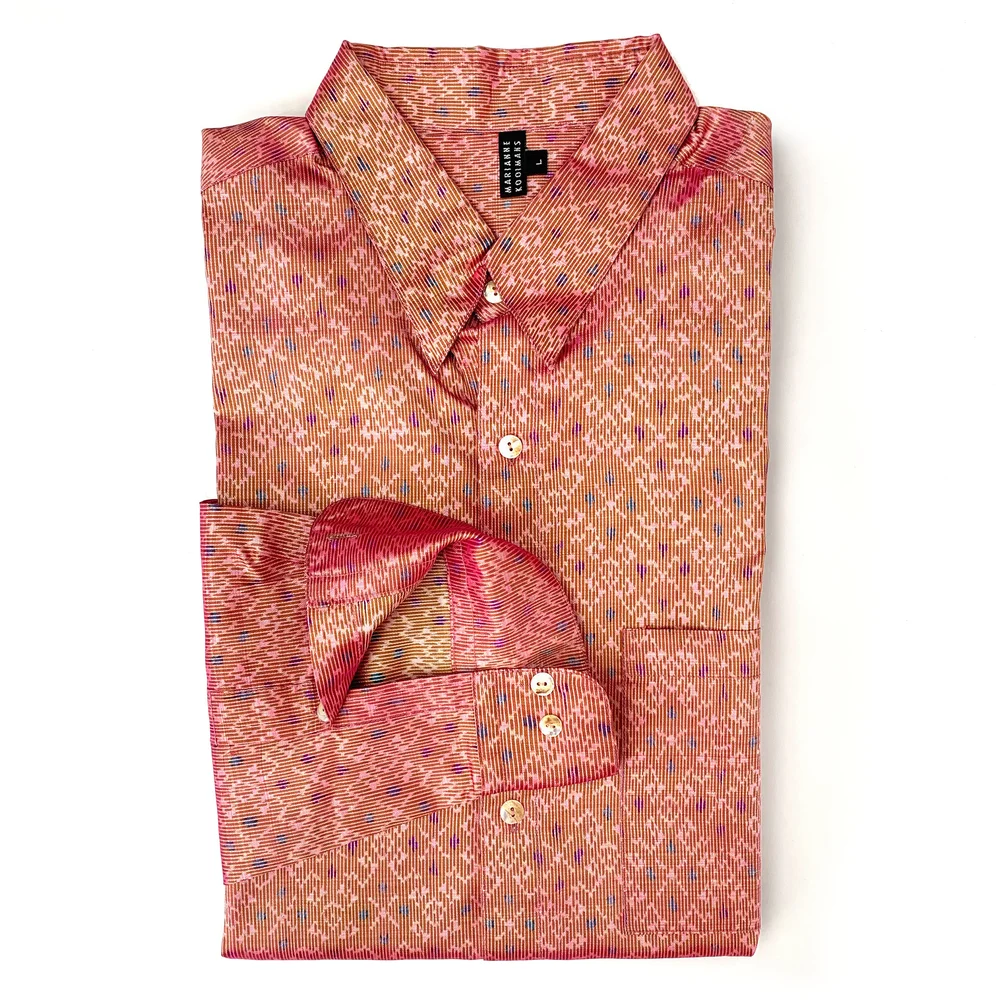 Long sleeve men's dress shirt (L) in ikat silk  kokovenice.com