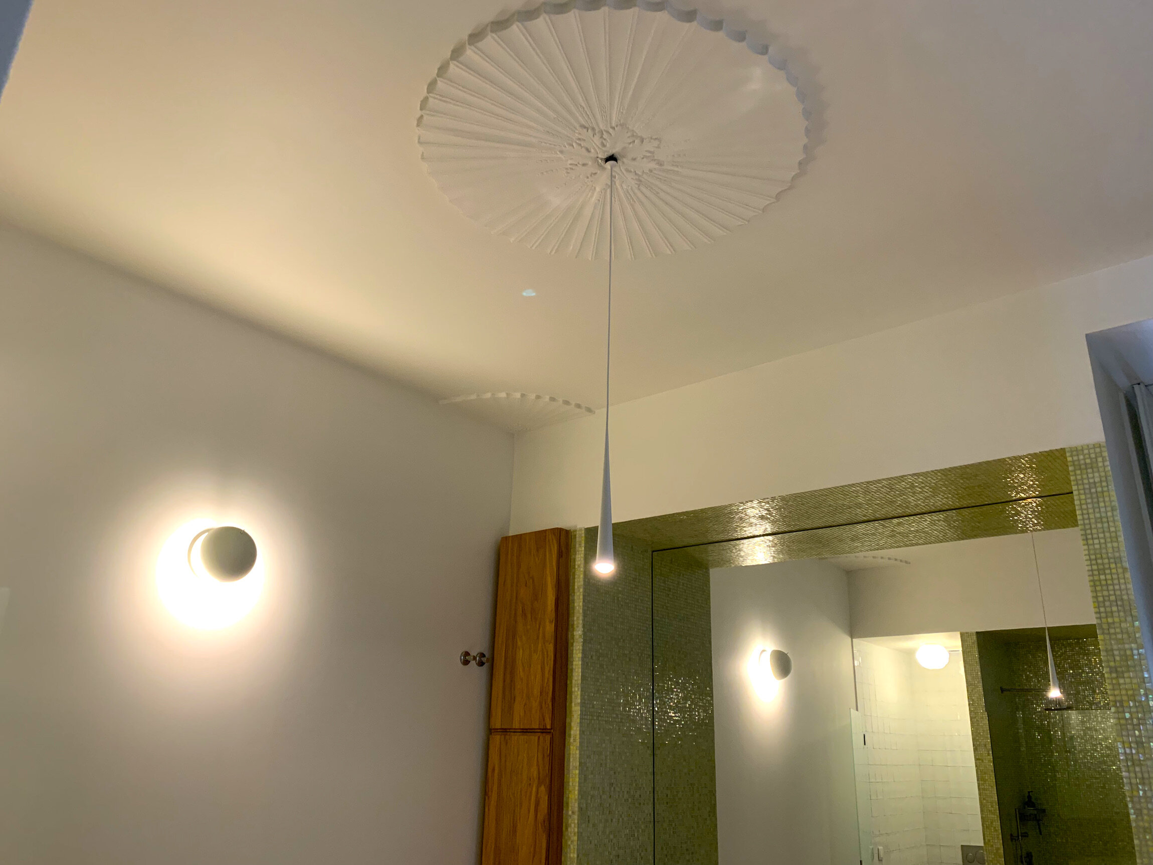  Ceiling detail and lighting in apartment c bathroom. 