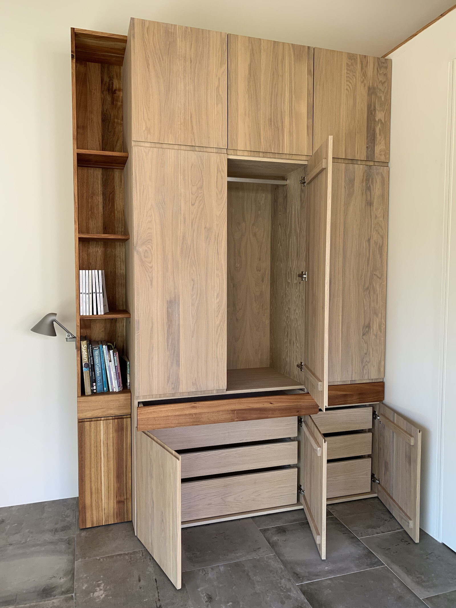 Interior of solid handmade cabinet