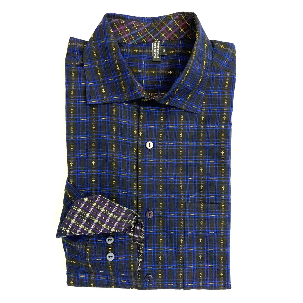Long sleeve men's dress shirt (M) in blue yellow plaid kokovenice.com Long sleeve men's dress shirt (M) in blue yellow plaid kokovenice.com