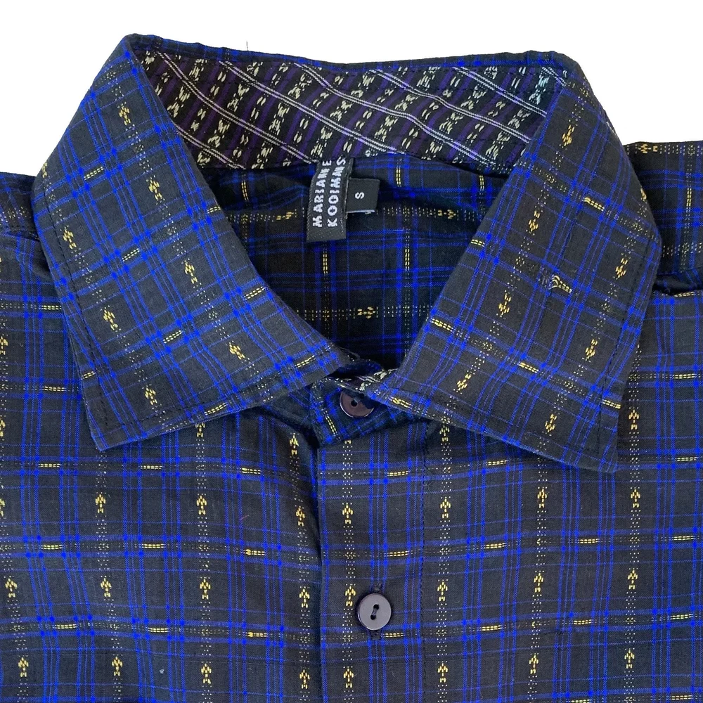 blue and yellow mens dress shirt Verse 9 Royal Blue & Yellow Check Shirt & Tie Set - French Cuffs 16" - 16 1/2" (Large)