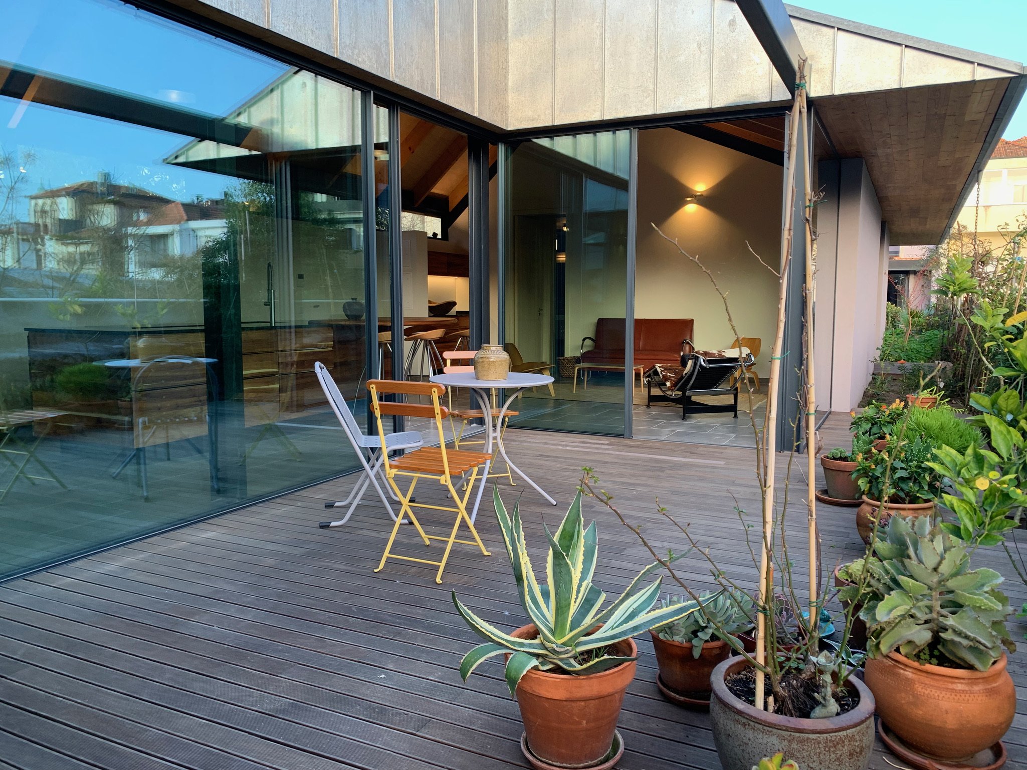 View through sliding doors from the deck of I