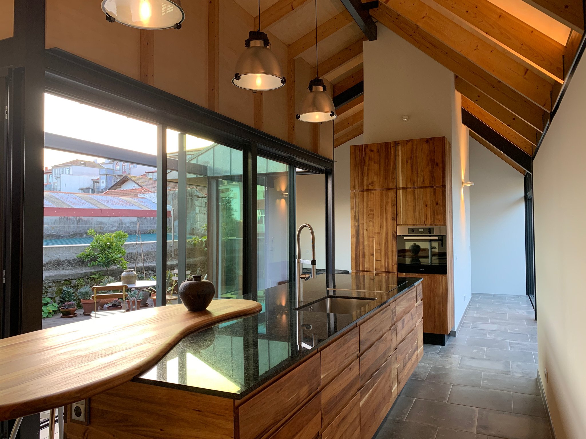 kitchen area and deck