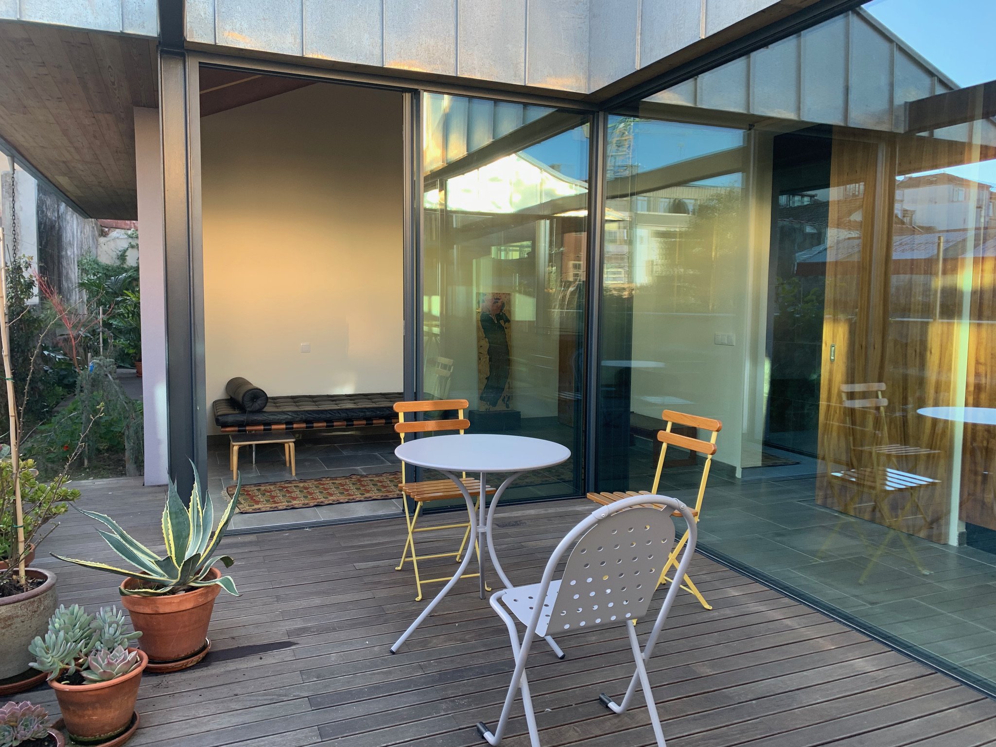 View from deck into the guest bedroom