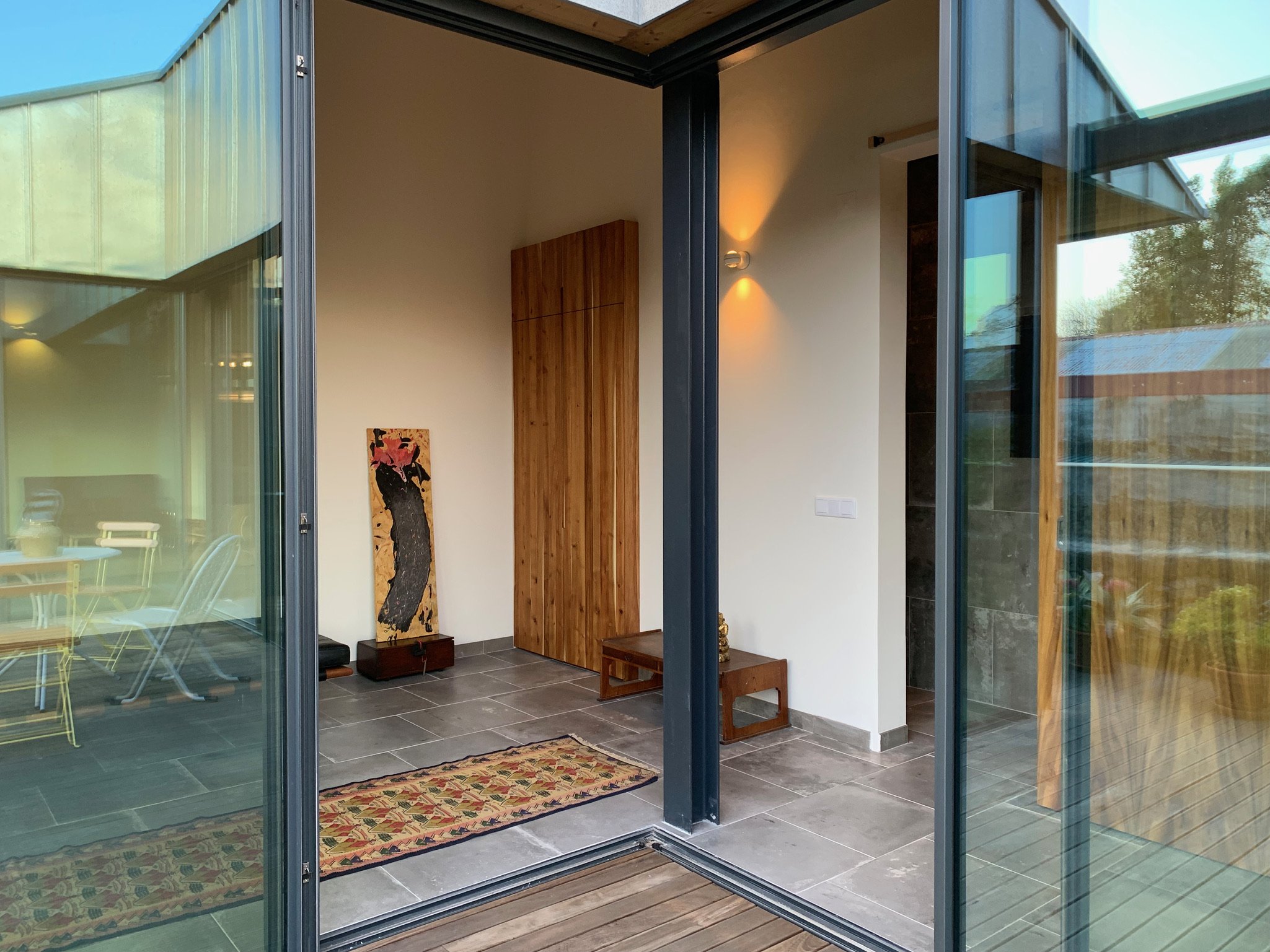 Guest bedroom with acacia wood closet