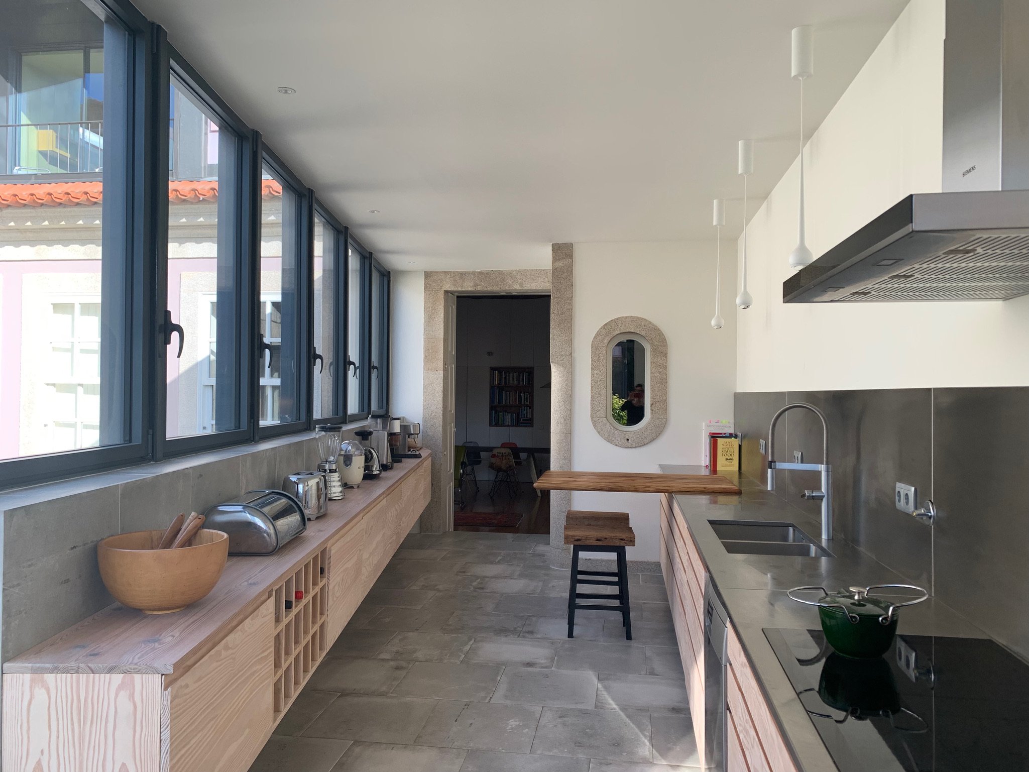 View through the kitchen into the living area