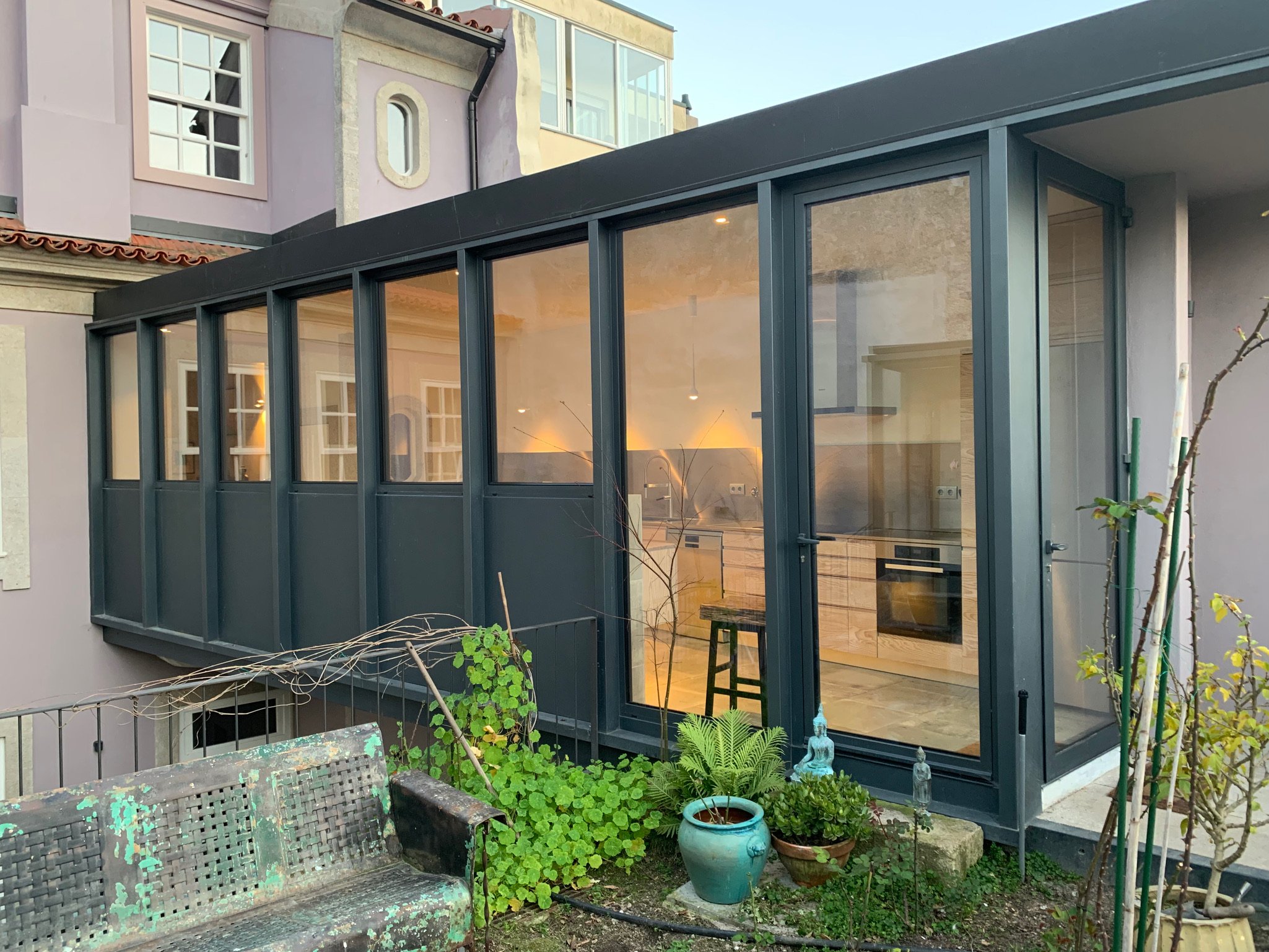 View of the kitchen module from the garden