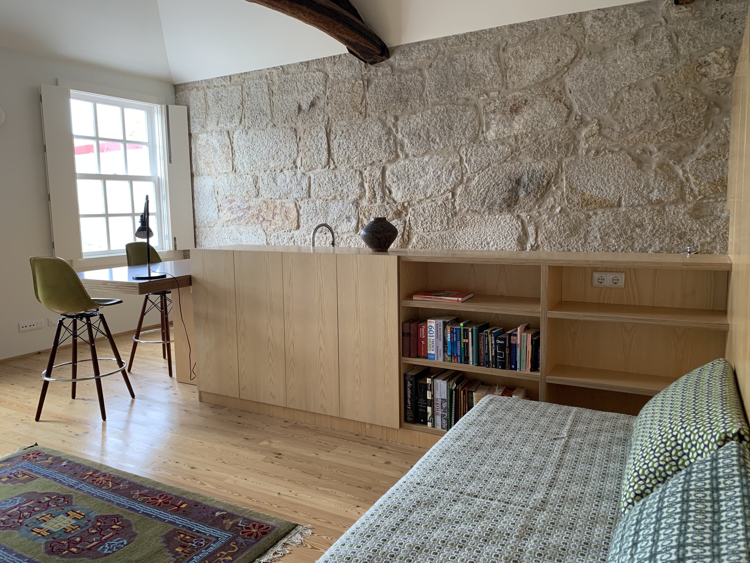 View of the beautiful restored granite wall