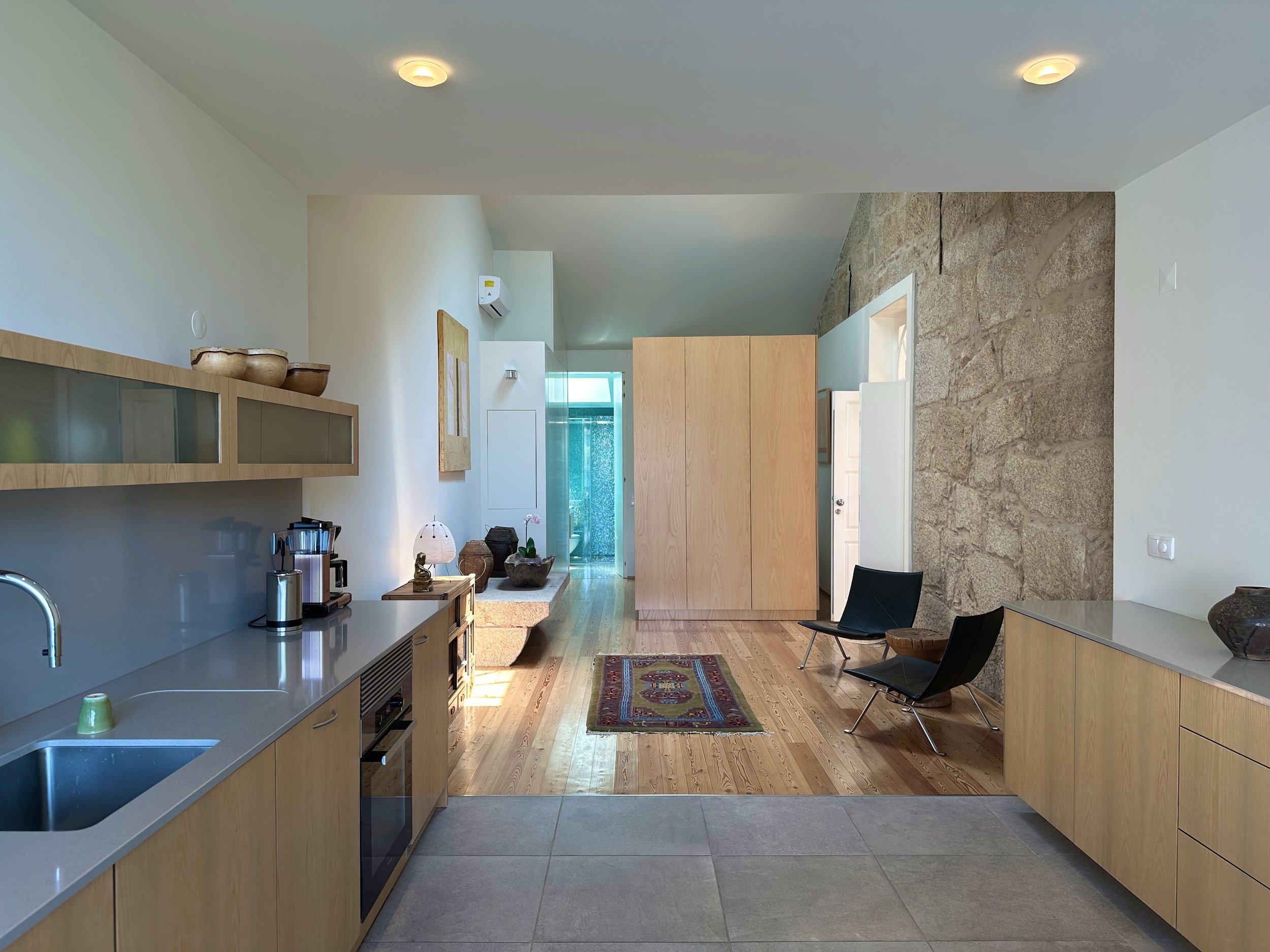   View of G bathroom and sleeping area from the kitchen  