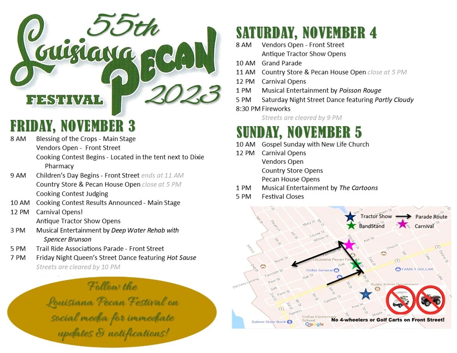 Schedule of Events — The Official Website of the Louisiana Pecan Festival