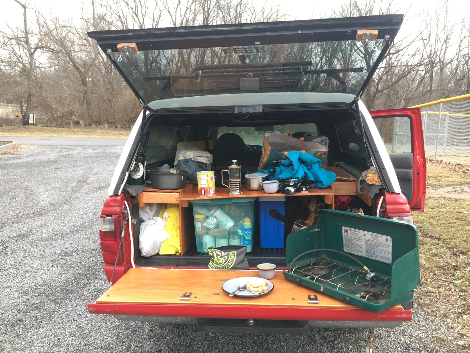 Radford, VA • This is what making breakfast in a truck looks like, still working out the kinks and giving myself bruises. 