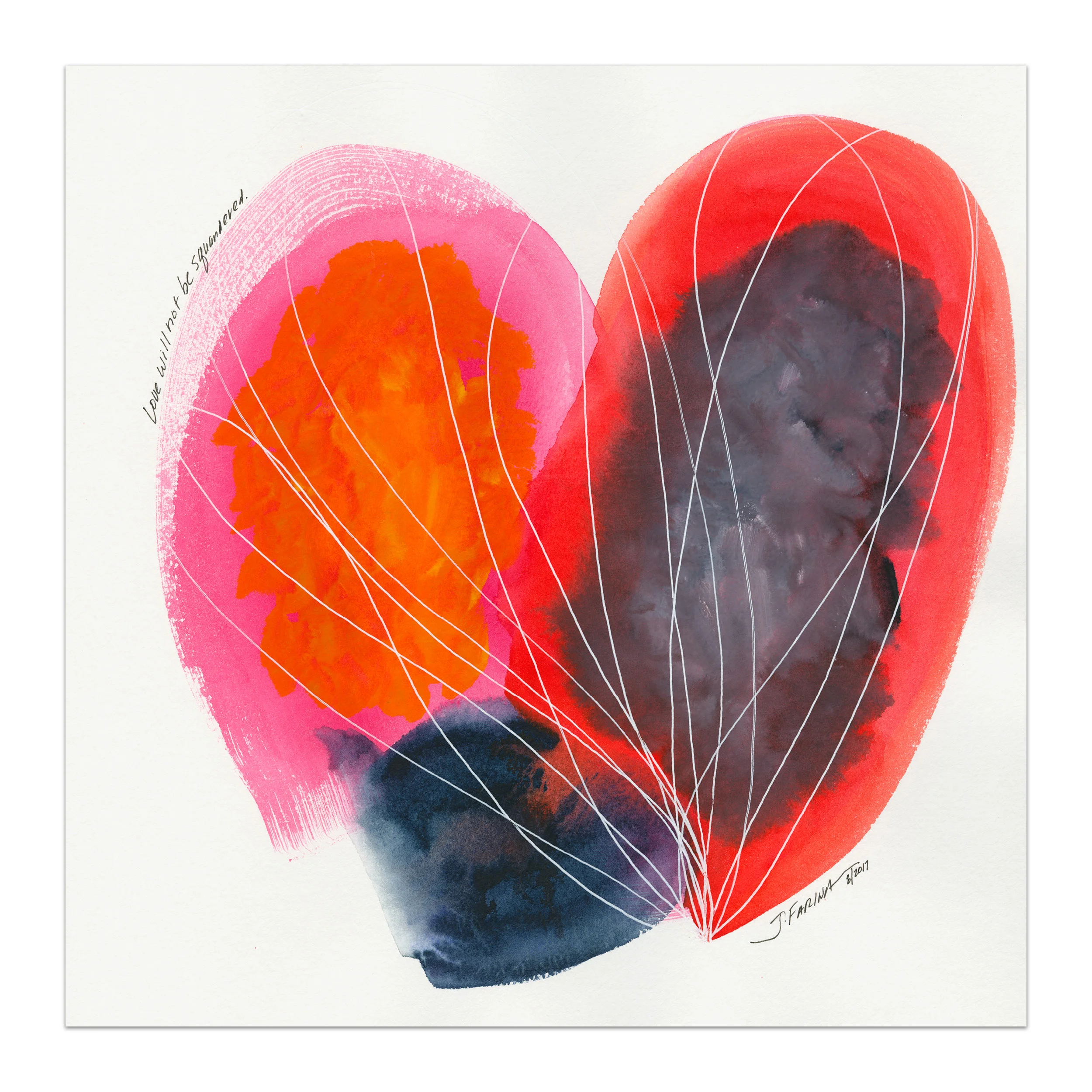 Love will not be squandered. Original watercolor painting by Jennifer Farina.