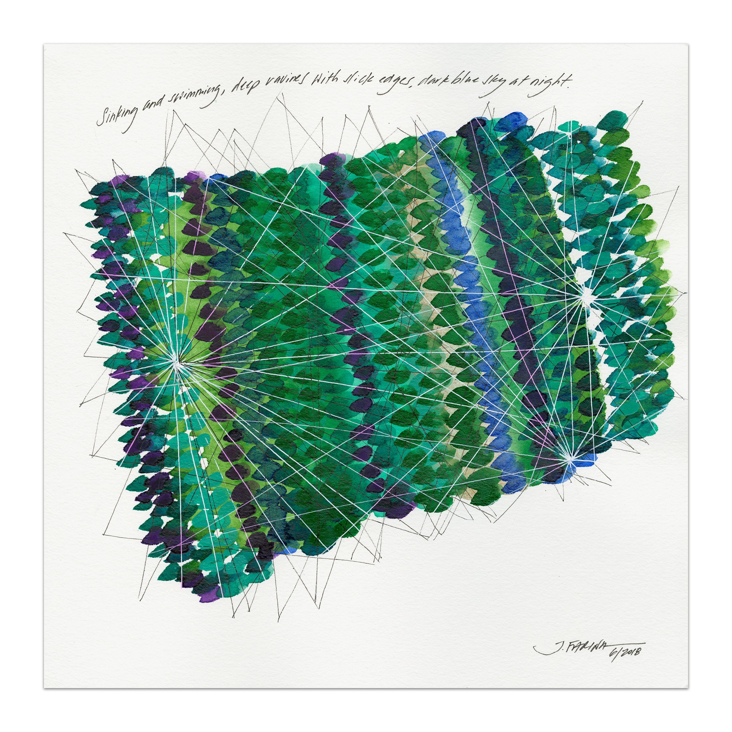 Sinking and swimming... Original watercolor painting by Jennifer Farina.