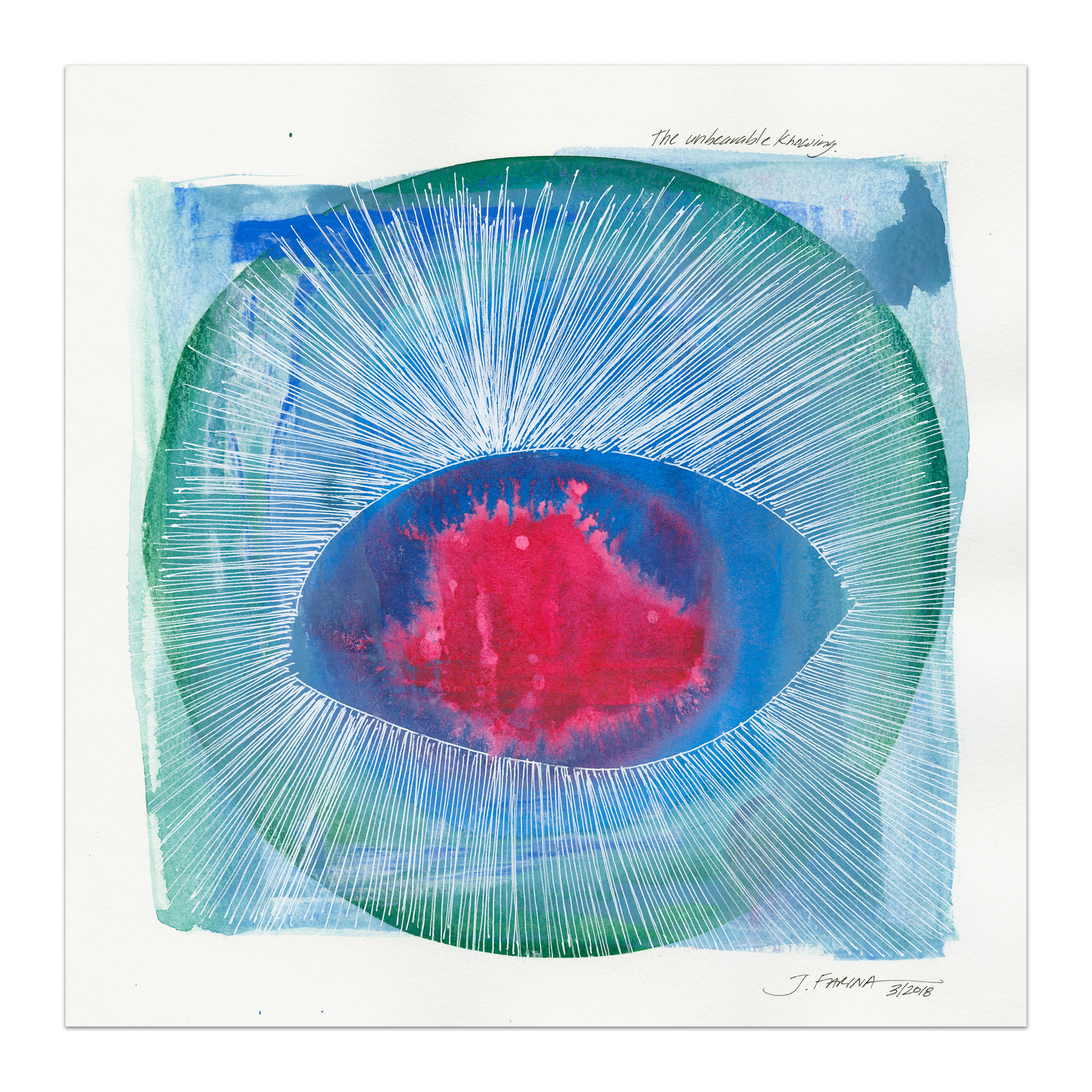 The unbearable knowing. Original watercolor painting by Jennifer Farina.