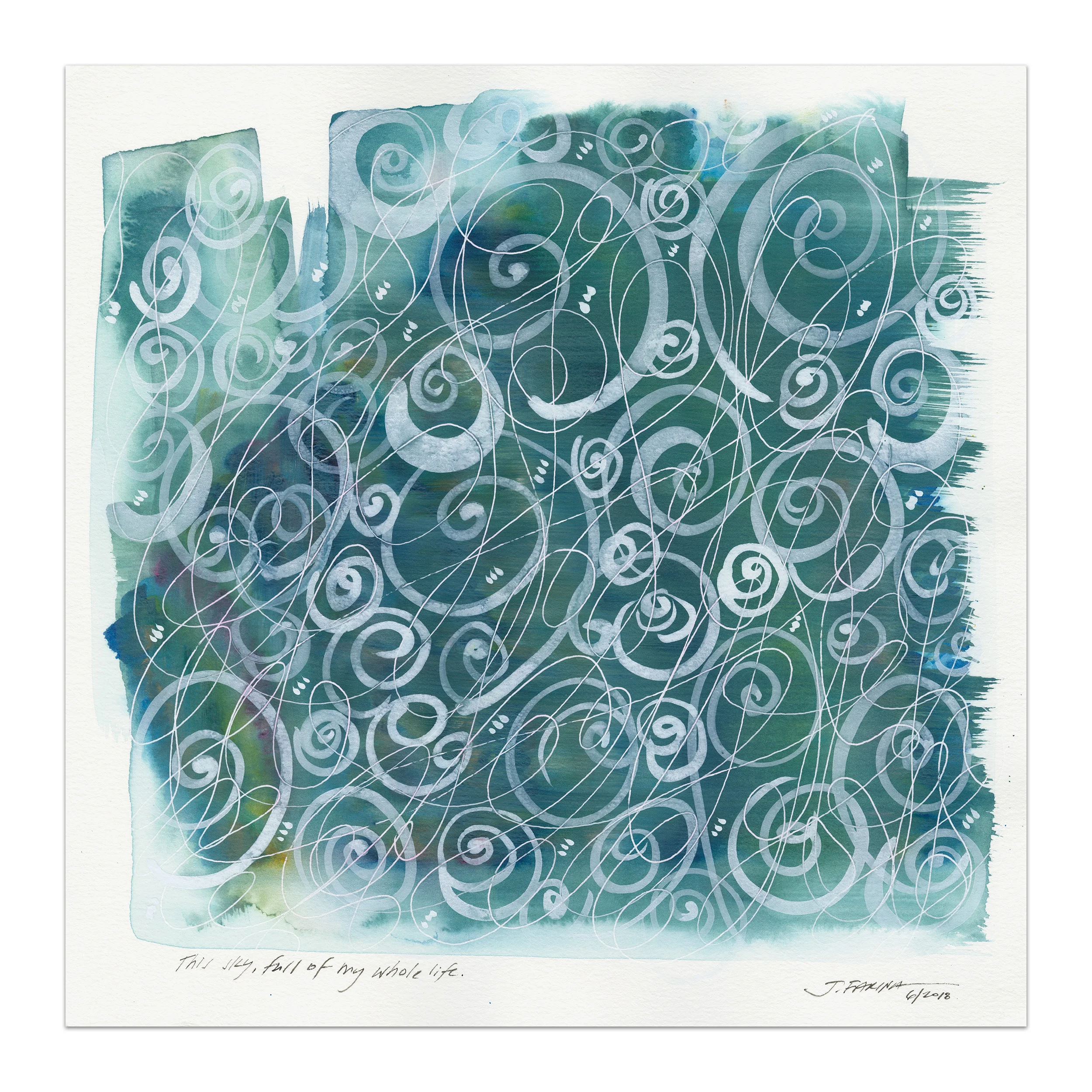 This sky, full of my whole life. Original watercolor painting by Jennifer Farina.
