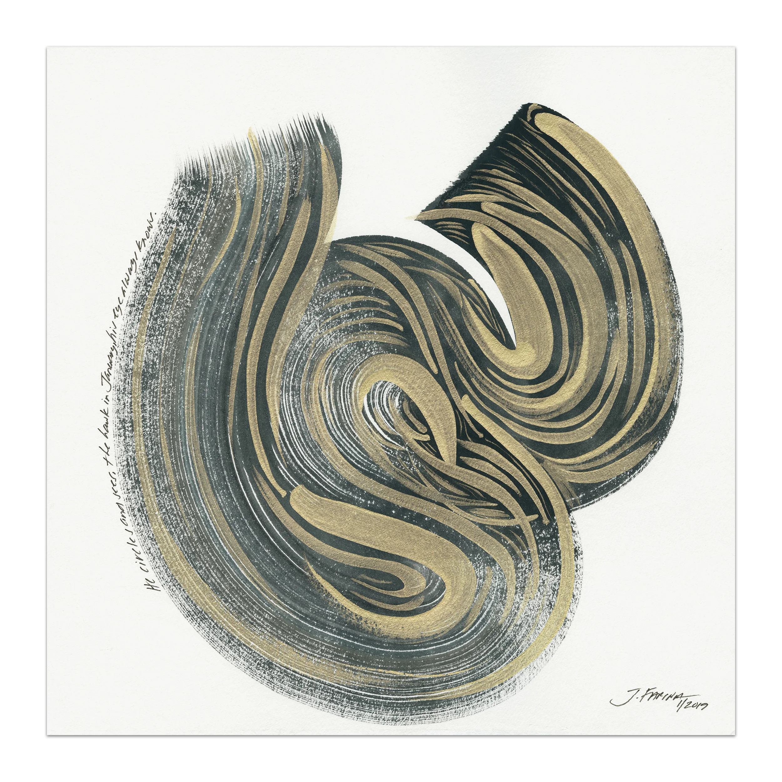 He circles and sees... Original watercolor painting by Jennifer Farina.