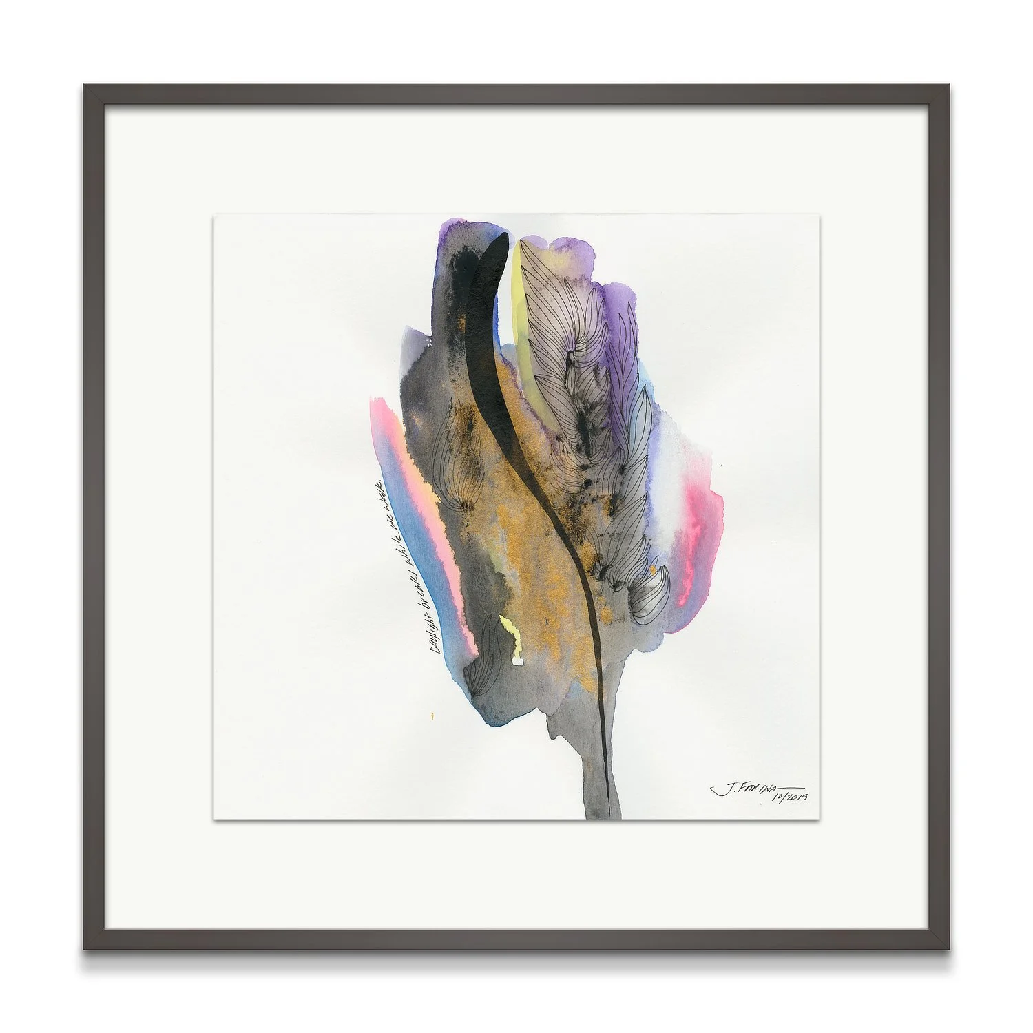 Daylight breaks while we walk.