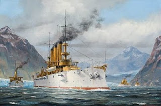Great White Fleet in the Straits of Magellan by Patrick O'Brien. Image courtesy Mystic Seaport