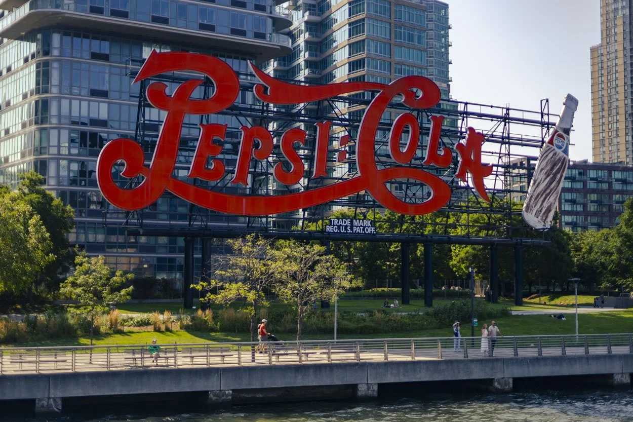 photograph for sale of historic red pepsi cola sign in queens New York City