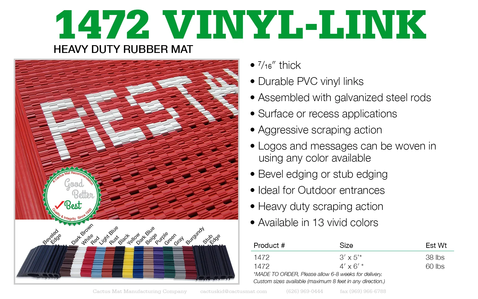 CUSTOM LOGO MATS — Cactus Mat