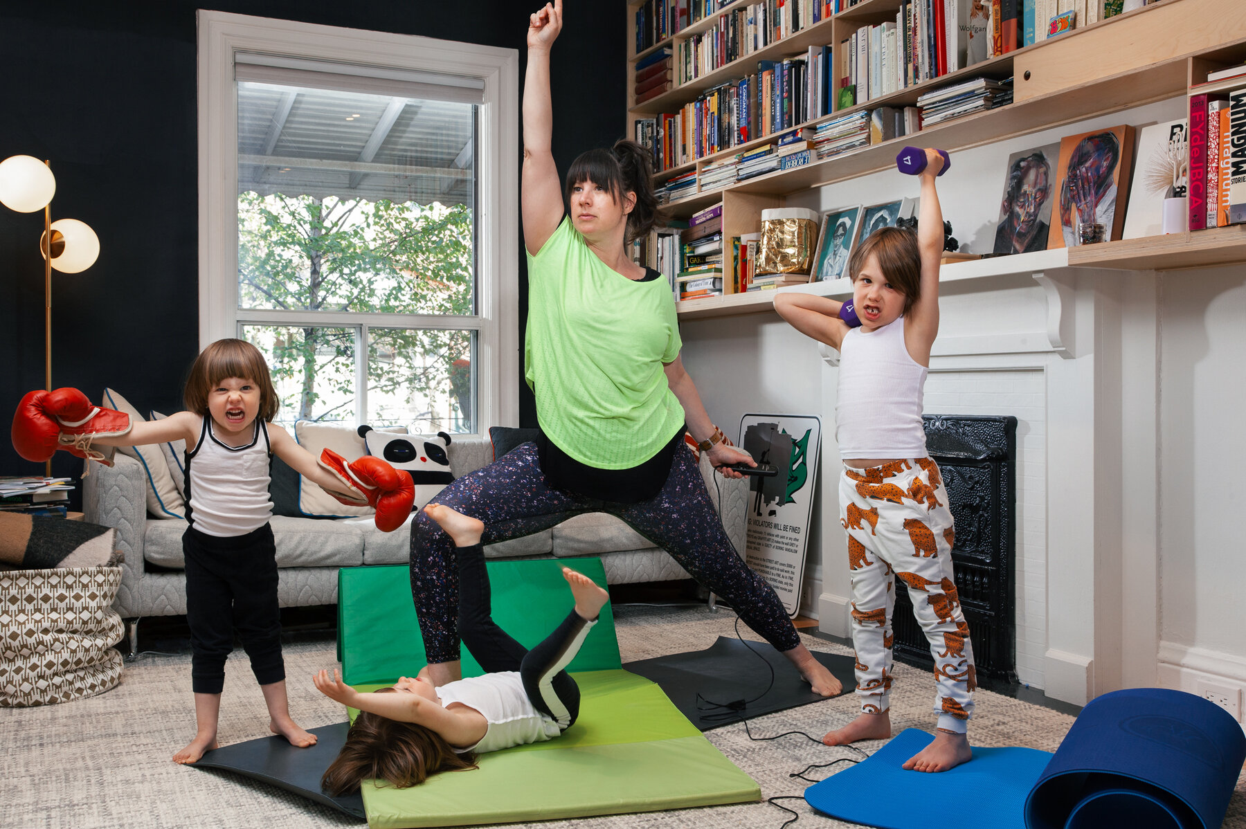 Lady Mom Leading the Children (in today’s attempt at yoga) 