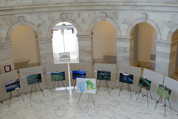 The rotunda of the Russell Senate Office Building boasts photos of central Idaho's abundant salmon habitat this week, June 13 - 17. (Photo courtesy Sen. Mike Crapo's office)