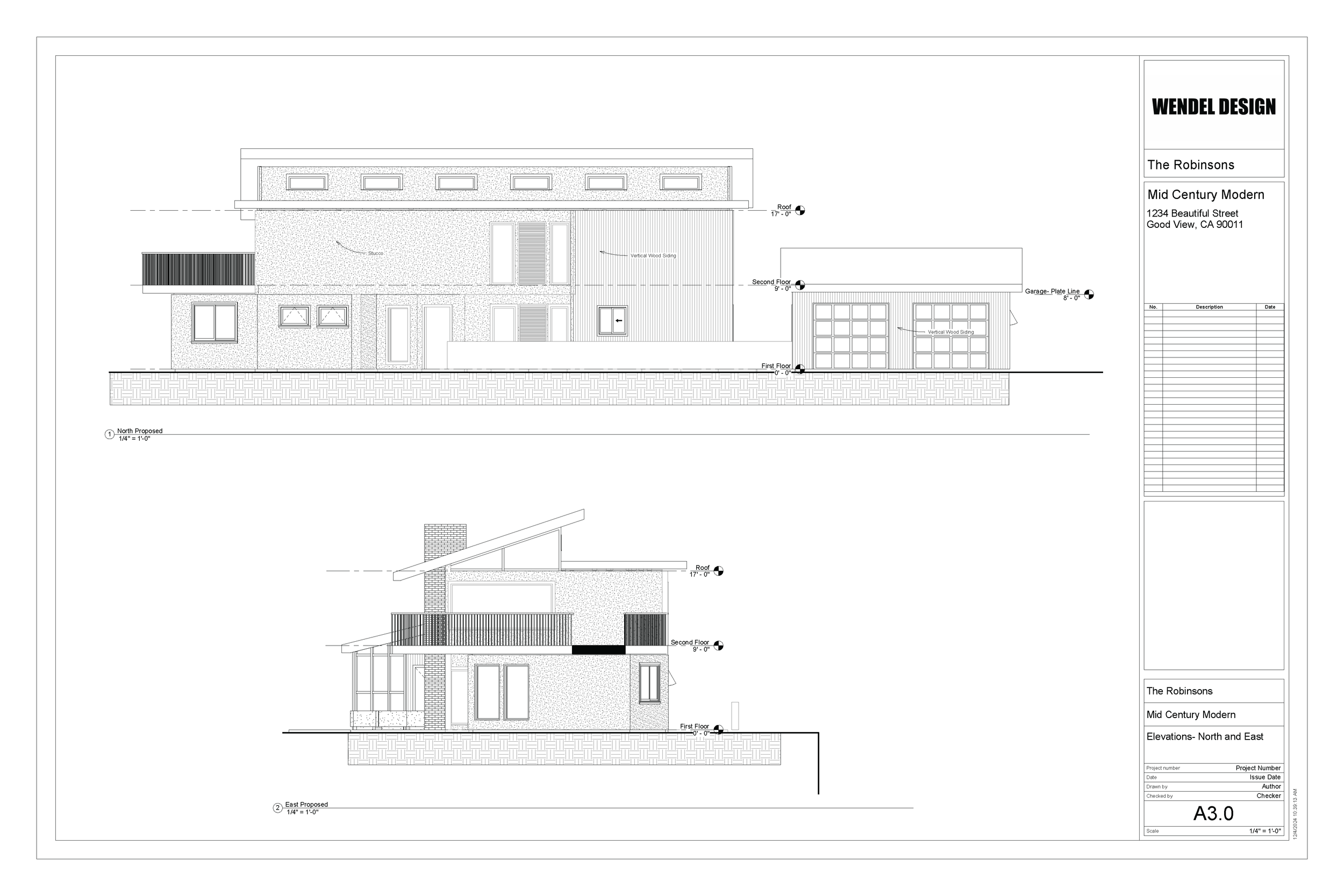 Proposed Elevations - North and East