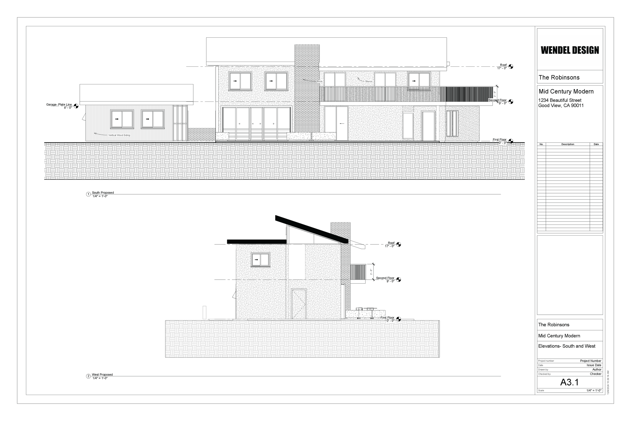Proposed Elevations - South and West
