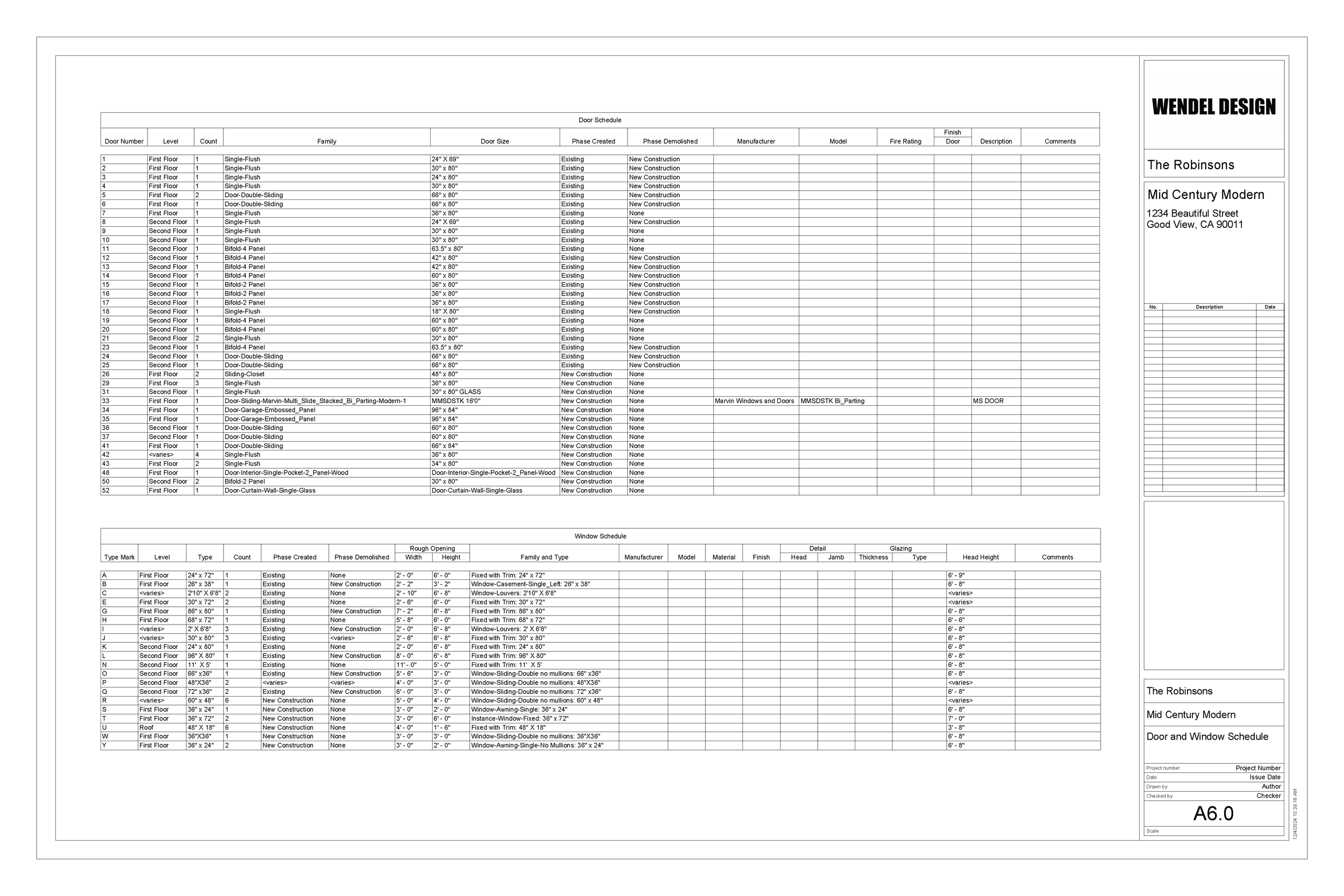 Door and Window Schedule