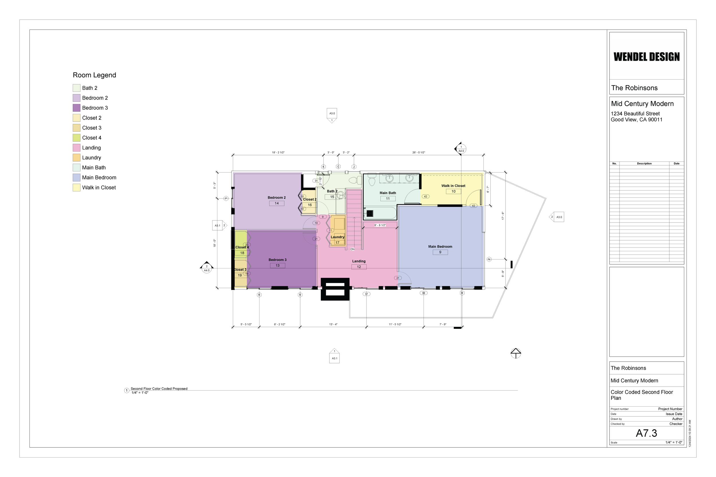Color Coded - Second Floor Plan