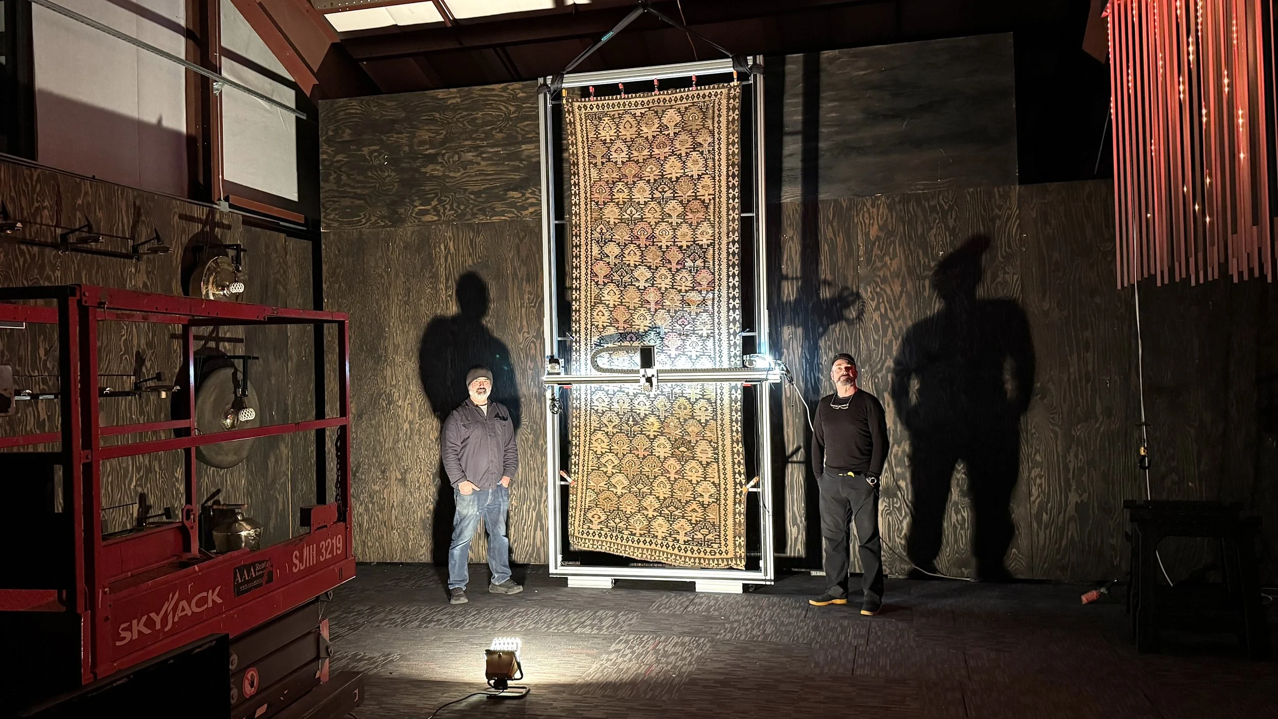 Charles Lindsay and John beside the Carpet Scanner prototype.