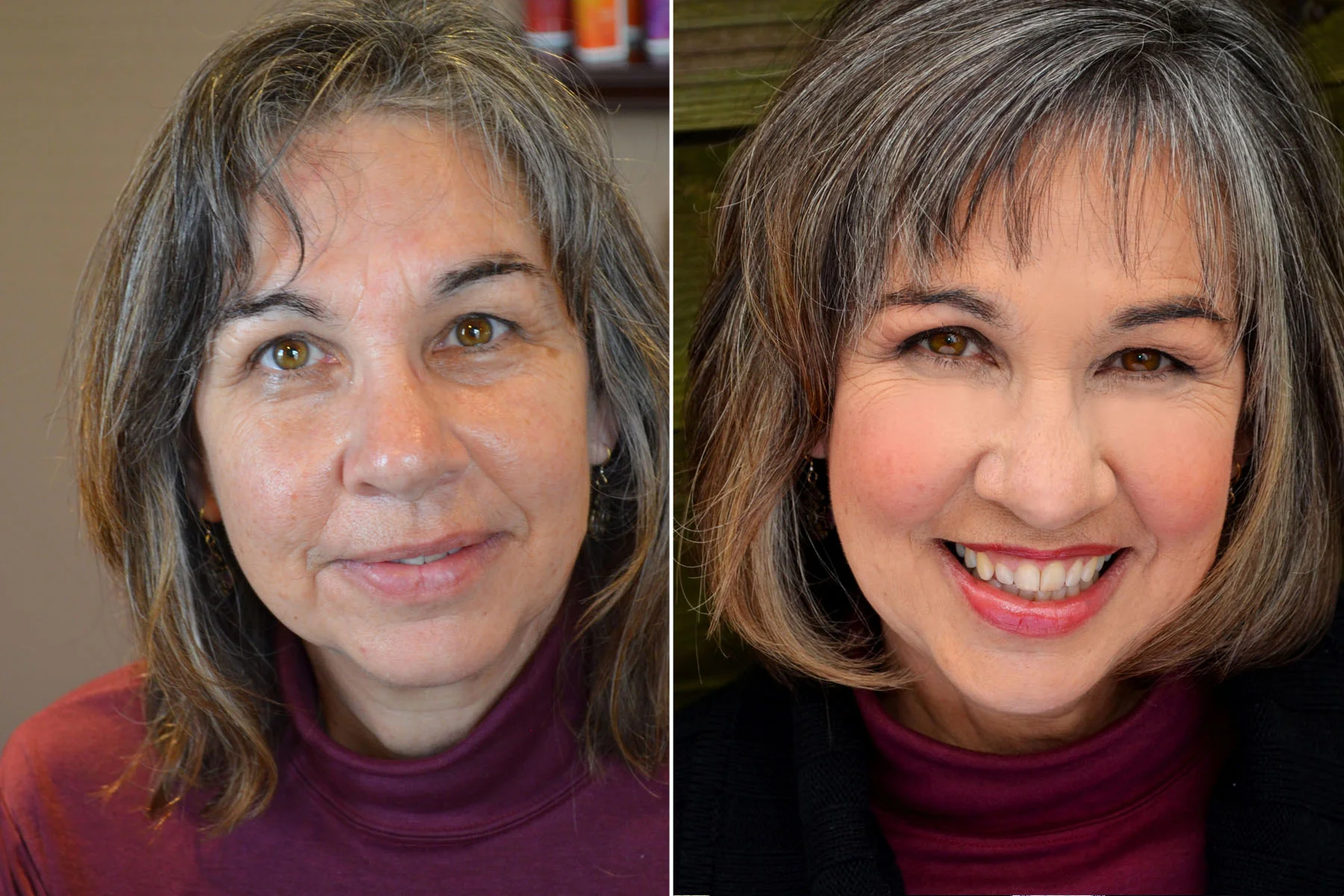 middle aged woman before after hair makeup elizabeth link denver