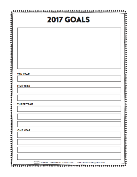 The Paper + Craft Pantry 2017 Goals Setting Worksheet 