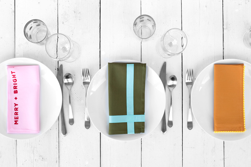 The Paper + Craft Pantry Holiday DIY Round Up- A Beautiful Mess: Dress Up Dinner Napkins