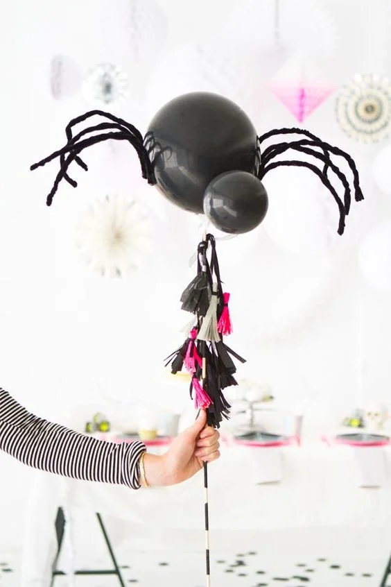 The Paper Craft Pantry Blog: Spider D.I.Y. ballon being used on a stick as a party prop.
