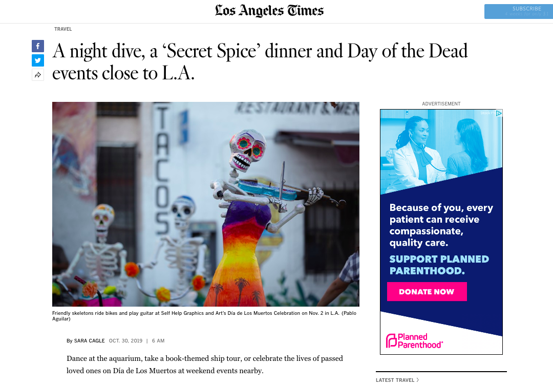 A night dive, a ‘Secret Spice’ dinner and Day of the Dead events close to L.A.