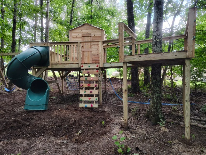 Playhouse with Spiral Slide and Zip
