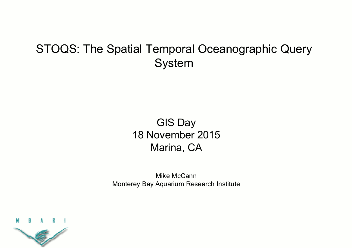 STOQS - The Spatial Temporal Oceanographic Query System