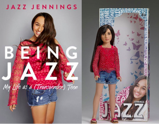  Jazz Jennings on the cover of her memoir and one of the versions of the Jazz doll. 