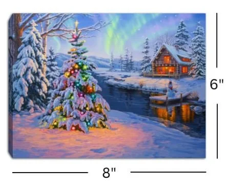 Cabin in the Woods Light Up Canvas Table Top