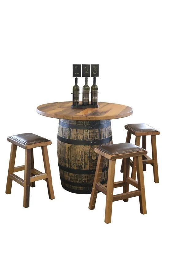 Barnwood Whiskey Barrel Pub Dining Table Ma Pa S Barnwood Whiskey Barrel Pub Dining, Whiskey Barrel Pub Table And Chairs