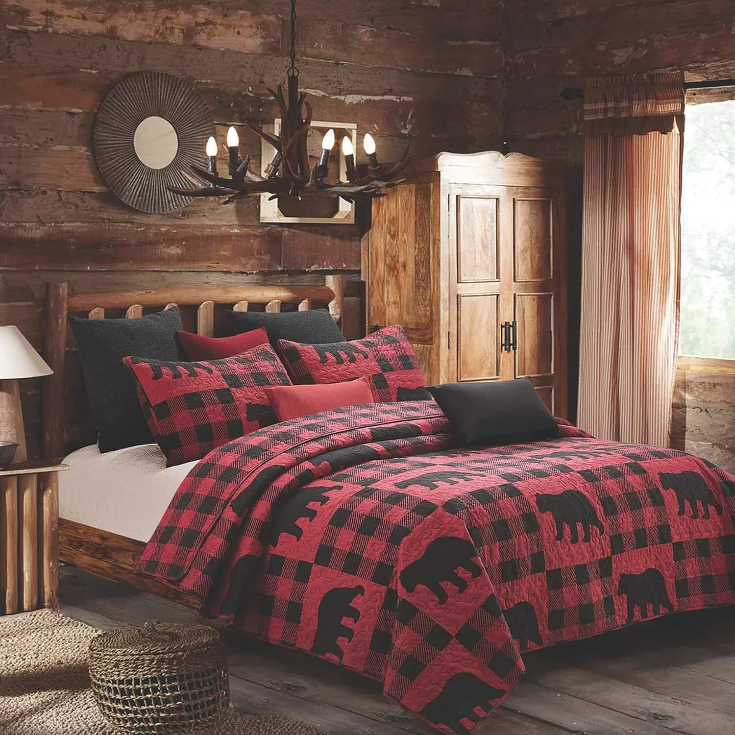 Rustic Quilted Buffalo Plaid Bed Set 